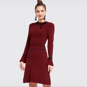 Draper James Annabeth Sweater Dress Deep Red Size Medium Chic Preppy Work Retro